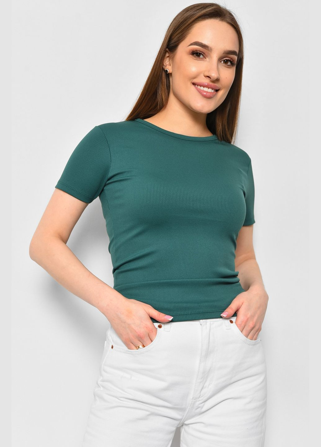 Зеленая летняя футболка женская зеленого цвета Let's Shop