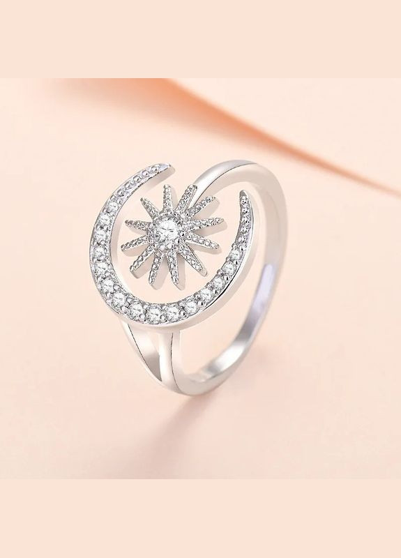 Кольцо серебристое женское Солнце и Луна Баланс Природы кольцо девушке со стилем размер 17 Fashion Jewelry (285780986)