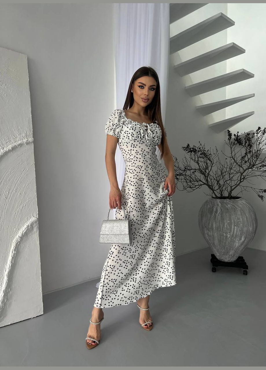 Белое повседневный женское платье с цветочным принтом Україна с цветочным принтом