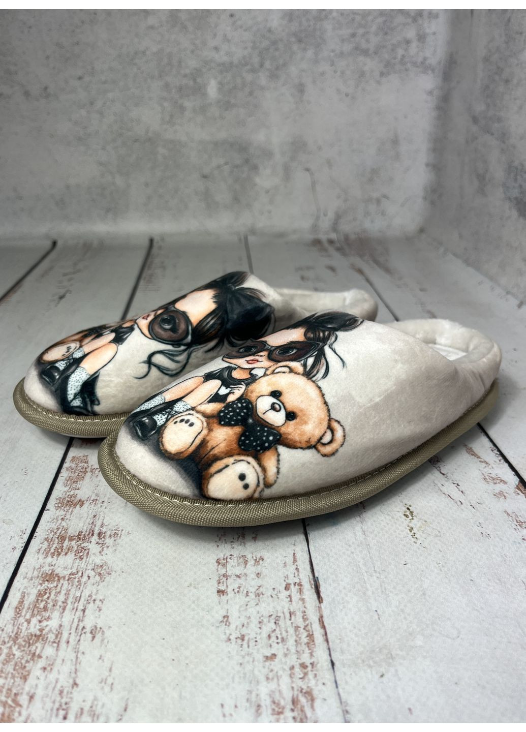 Бежевые тапочки домашние для девочки бежевый (552-1) Waldi