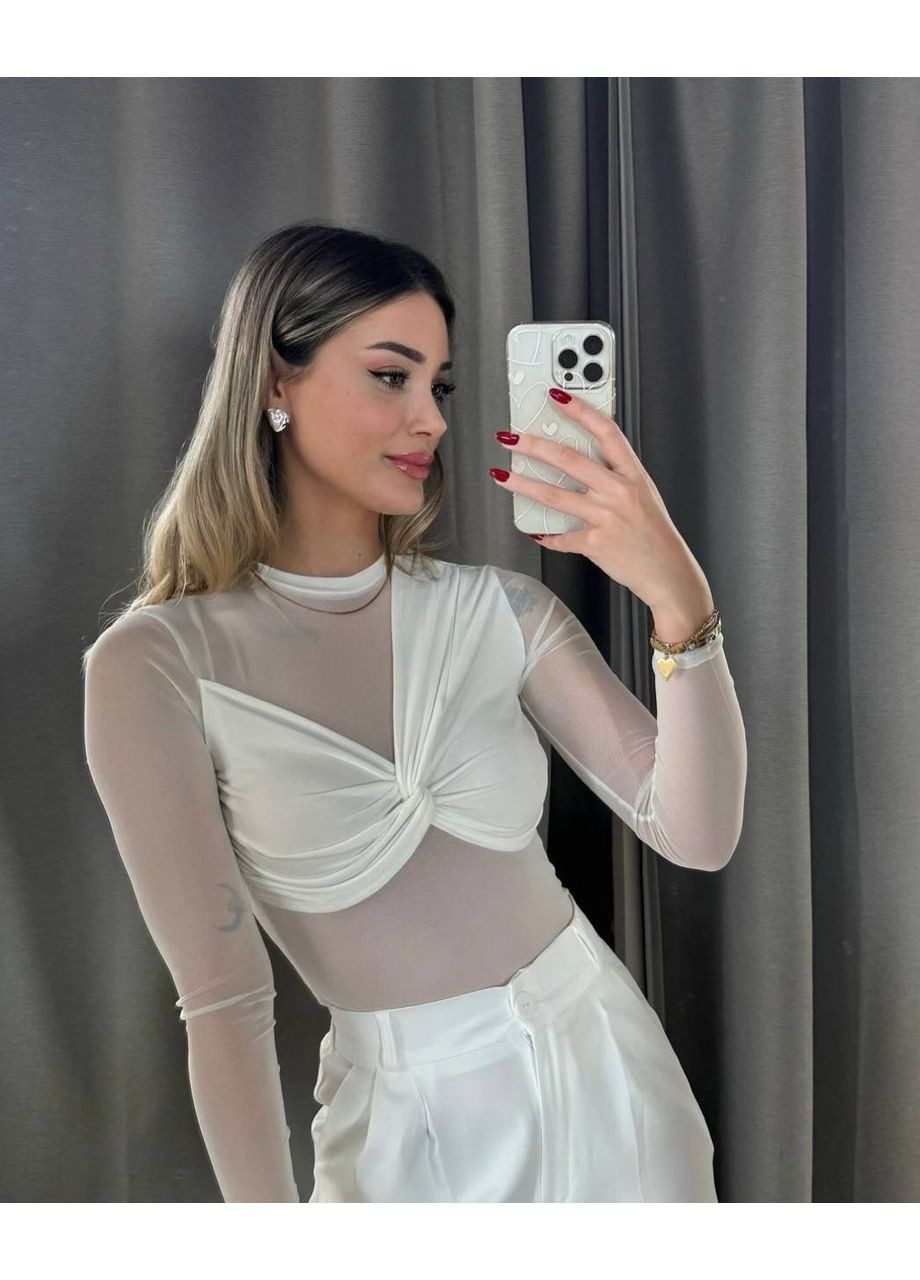 Стильный и женственный лонгслив сетка + вискоза No Brand (352777376)