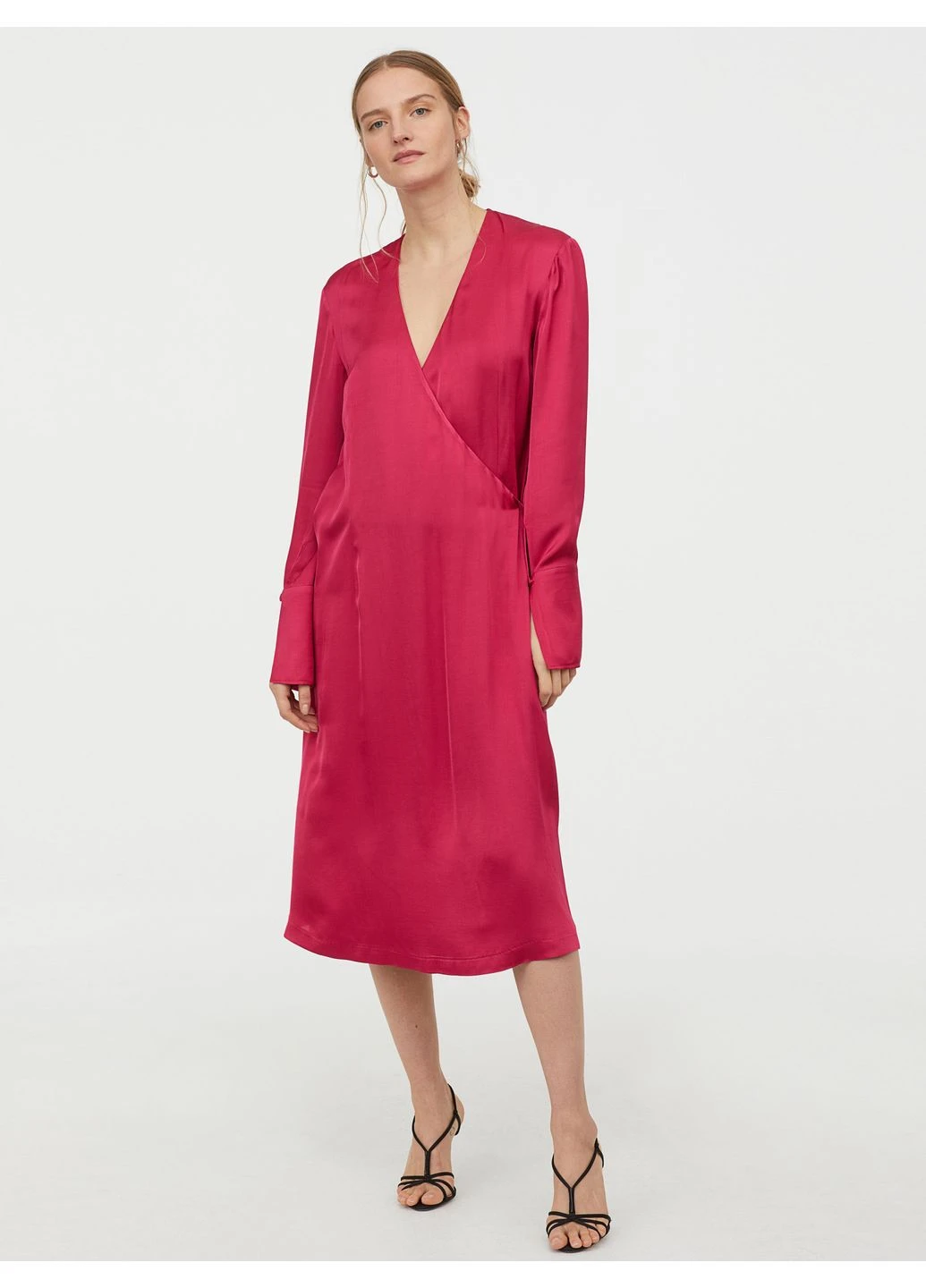Темно-рожева коктейльна сукня H&M однотонна