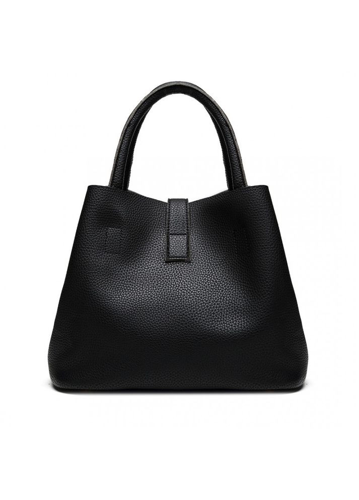 Жіноча сумка тоут із замком і внутрішньою косметичкою містка і стильна чорного кольору LR 2915 BK No Brand (355371835)