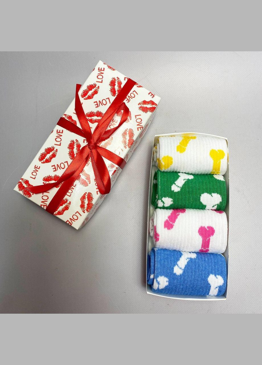 Комбинированные бокс женских высоких носков 36-41 на 4 пары в подарочной коробке Vakko (308336819)