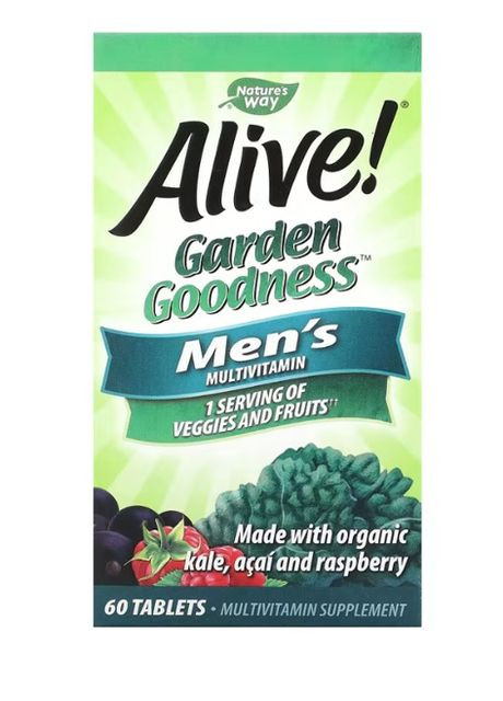 , мультивитамины для мужчин Alive! Garden Goodness, Men's Multivitamin, 60 Tablets Nature's Way (280946996)