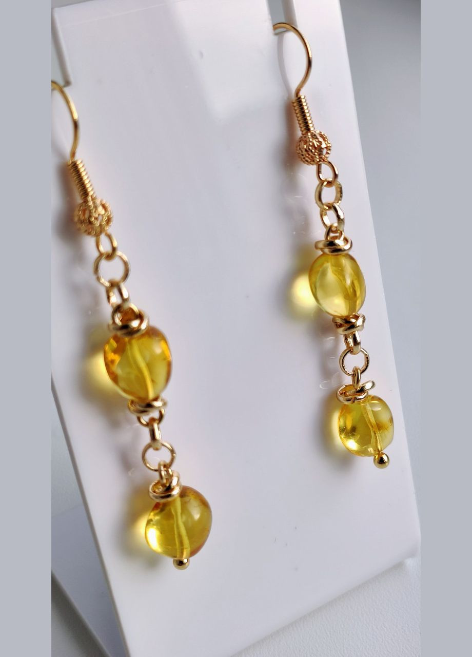 Сережки 2493 з натурального бурштину Медовий відтінок MINOV (311310469)