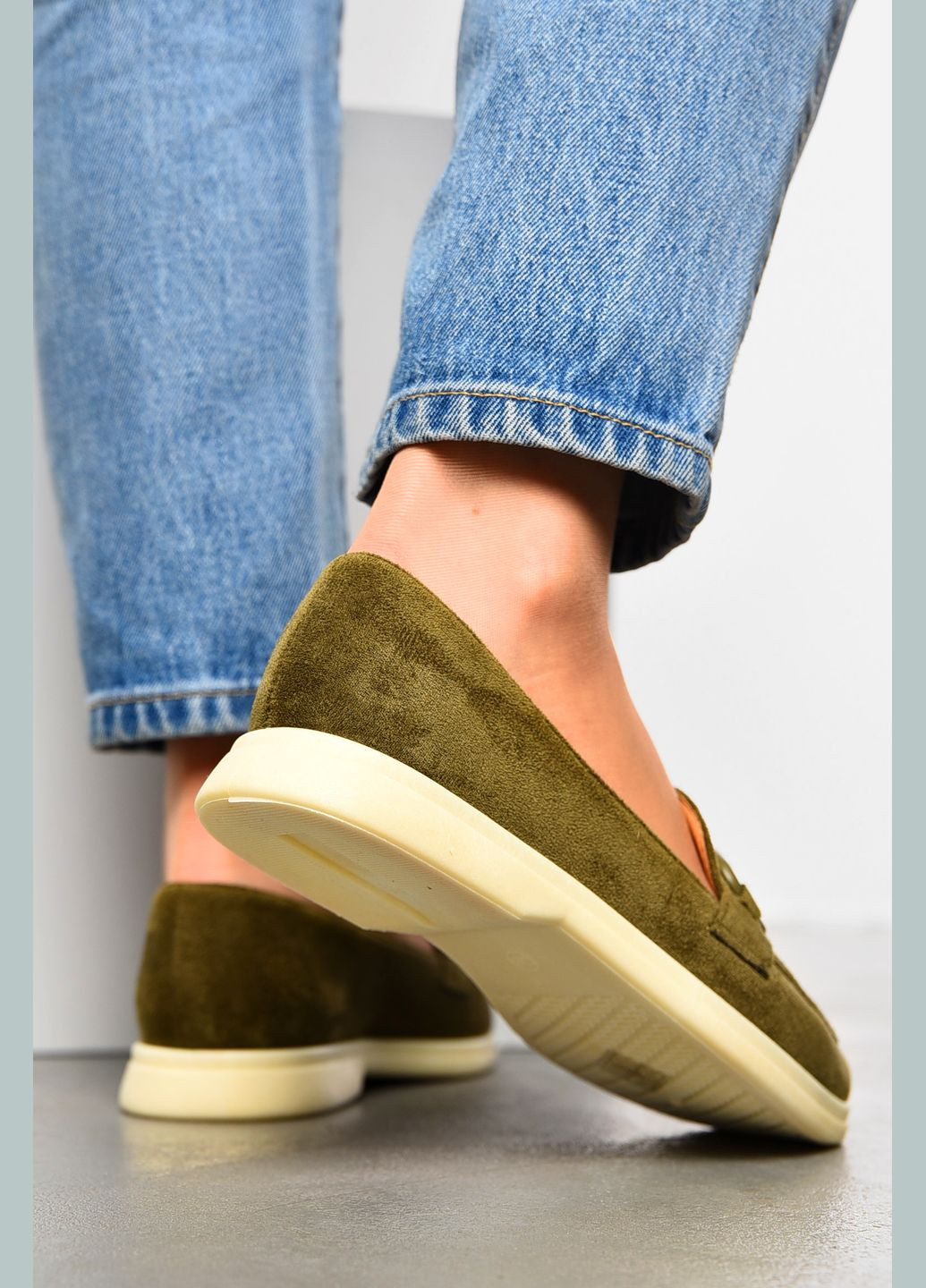 Let's Shop Туфлі-лофери жіночі кольору хакі лофери хакі з штучний нубук, україна — демісезон (325610085)