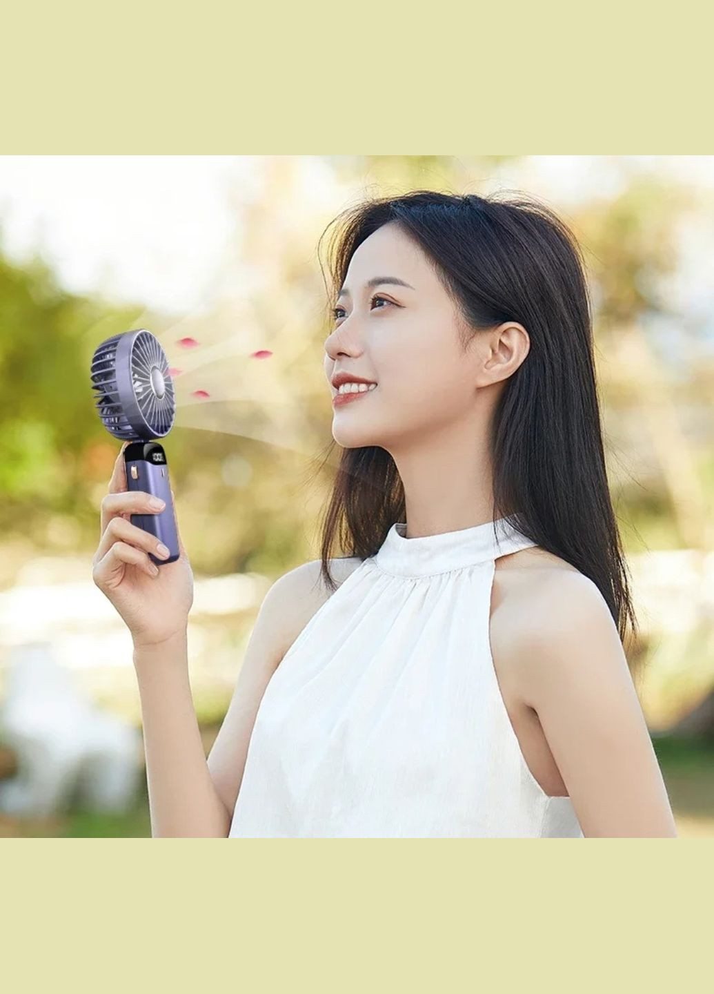 Вентилятор ручний з акумулятором micro USB темно-синій No Brand (302678834)