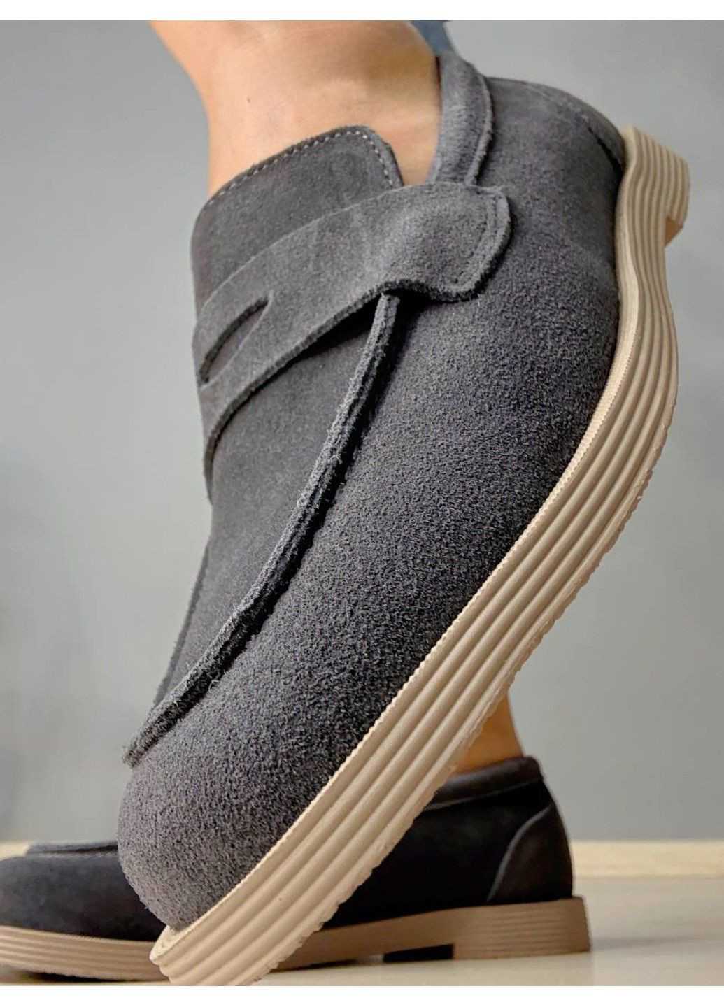 Hengji Туфлі жіночі 588-2 замшеві лофери сірі сірий з натуральна замша, китай — всесезон (355262166)