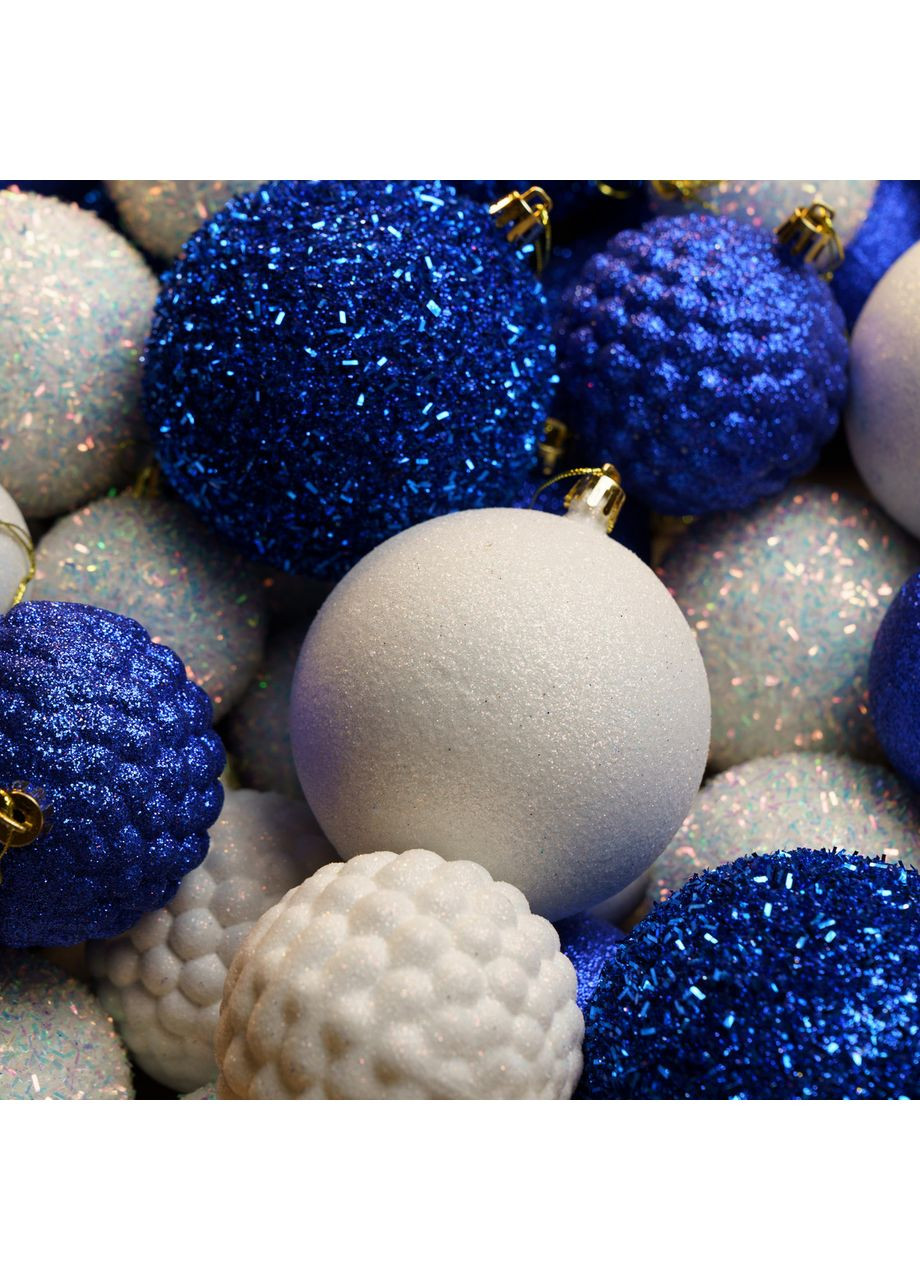 Набір ялинкових іграшок куль SGX "Блиск" 40 шт. Синій. Подарунковий набір новорічних кульок. Кульки на ялинку Yalynkar (366964351)