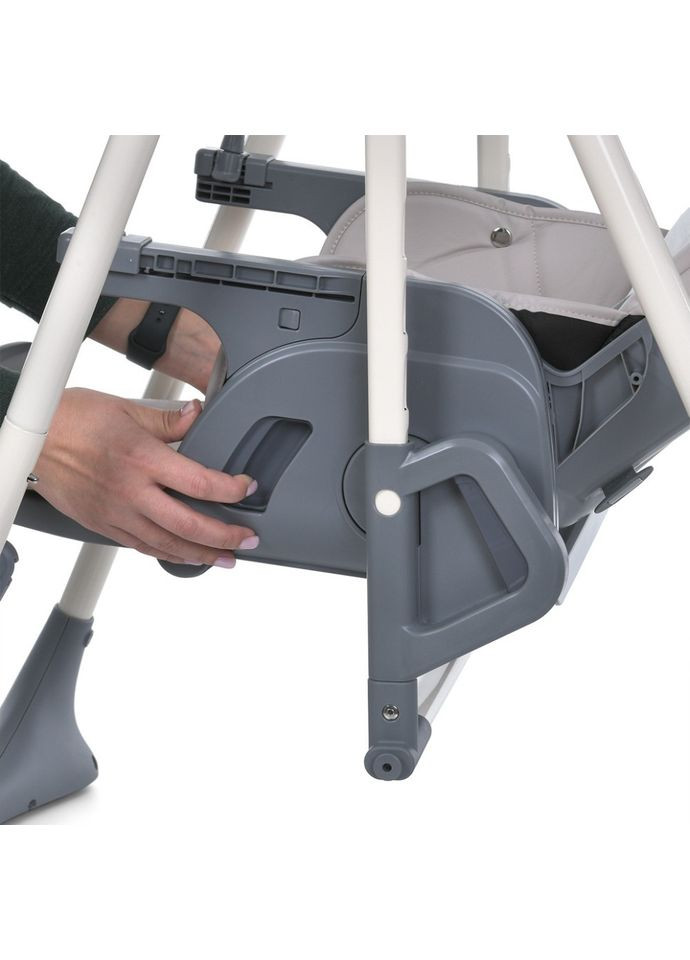 Стільчик-гойдалка для годування SWAN сірий для дітей від 6 місяців з музикою та Bluetooth управлінням El Camino (368758070)