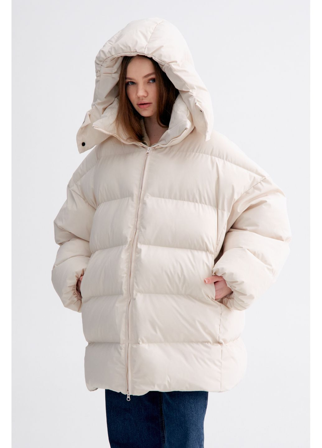 Светло-бежевая зимняя куртка, цвет молочный Estro
