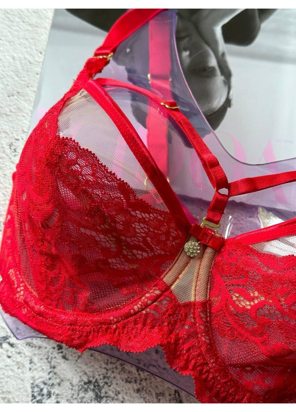 Красный красный тонкий бюстгальтер без поролона со стрепами Lanny Mode