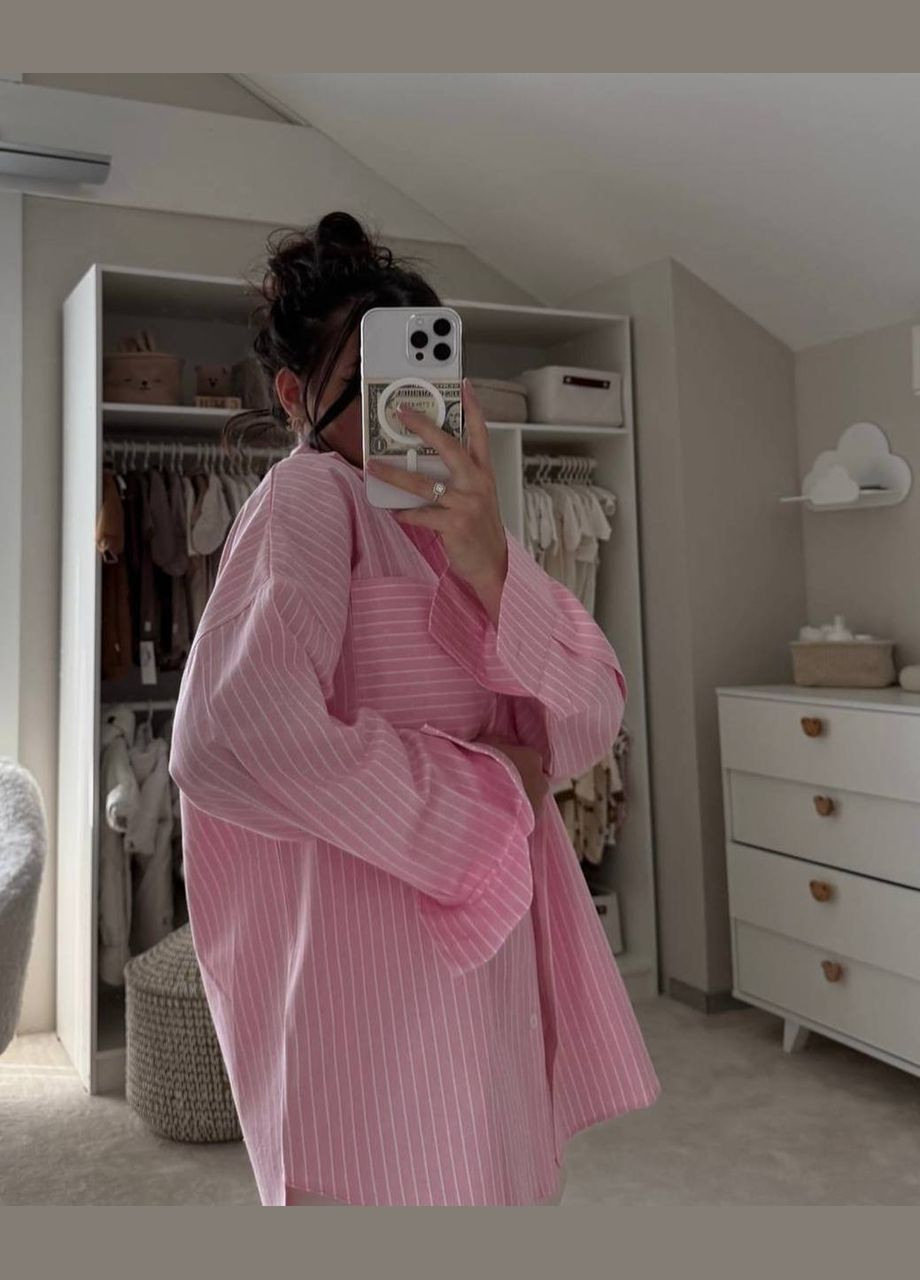 Розовая кэжуал рубашка в полоску Adelante