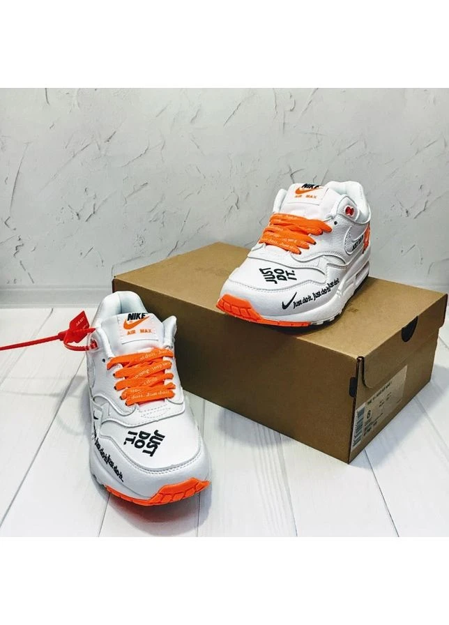 Білі літні кросівки nike air max 87 just do it white orange найк аір макс 87 No Brand