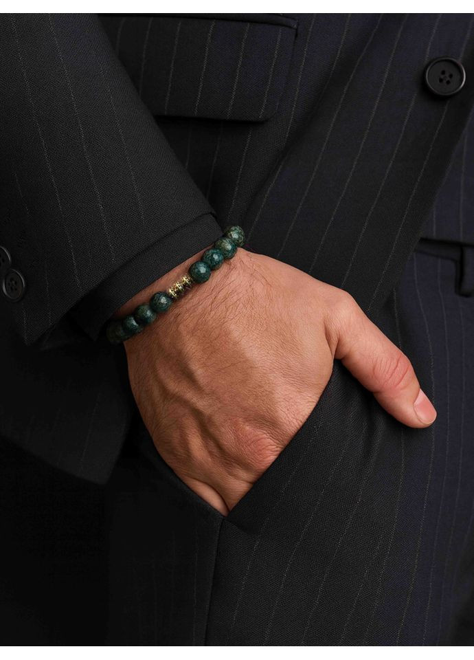 Чоловічий браслет з натурального каменю яшма "кабамба" 4679 LeBijou (367580639)