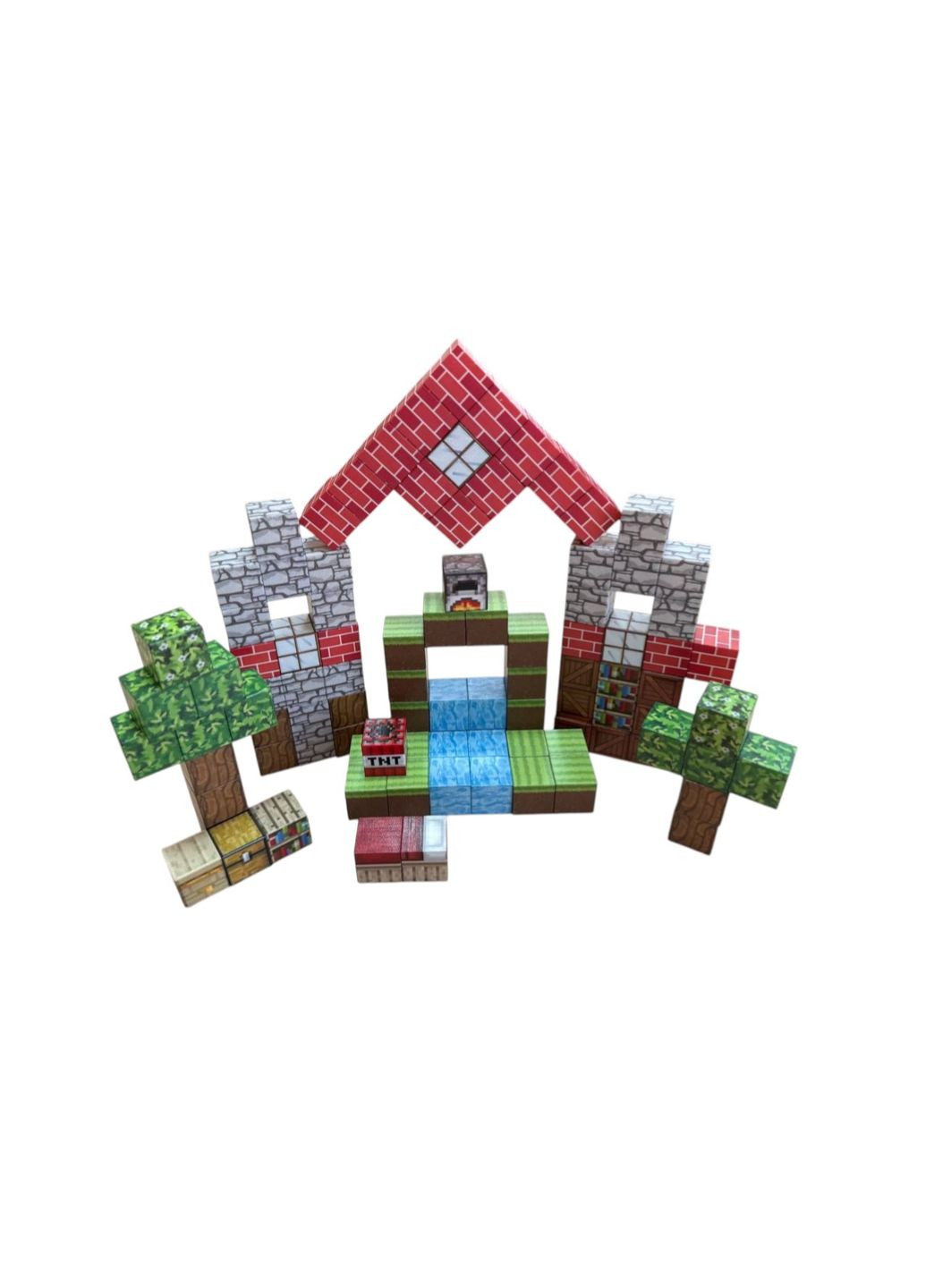 Магнитный конструктор Minecraft 100 деталей Горный ручей 3 фигурки Майнкрафт My World (351902802)