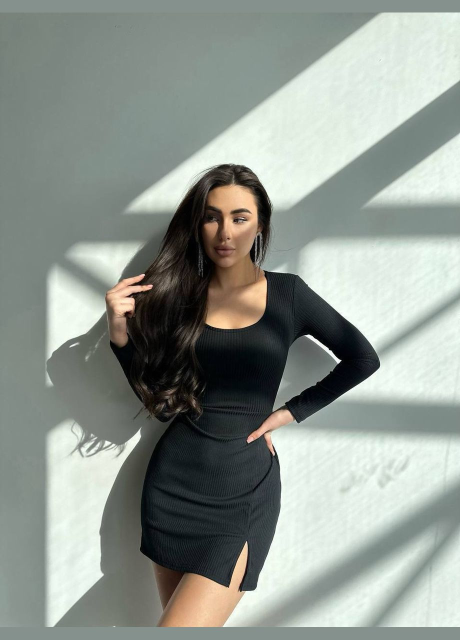 Чорна коктейльна сукня міні з корсетними зав'язками MonCher