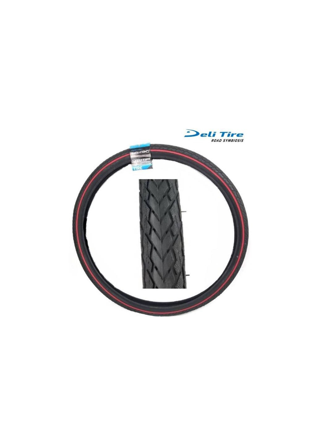 Покришка 28х1.4" 37-622 (225), червона смуга Deli Tire (369140318)