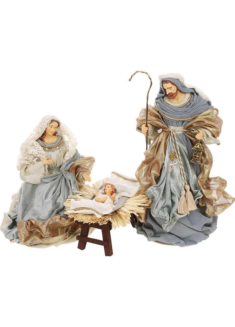 Рождественская декоративная композиция "Вертеп" 37см, 3 фигуры (в сером) BonaDi (372174634)