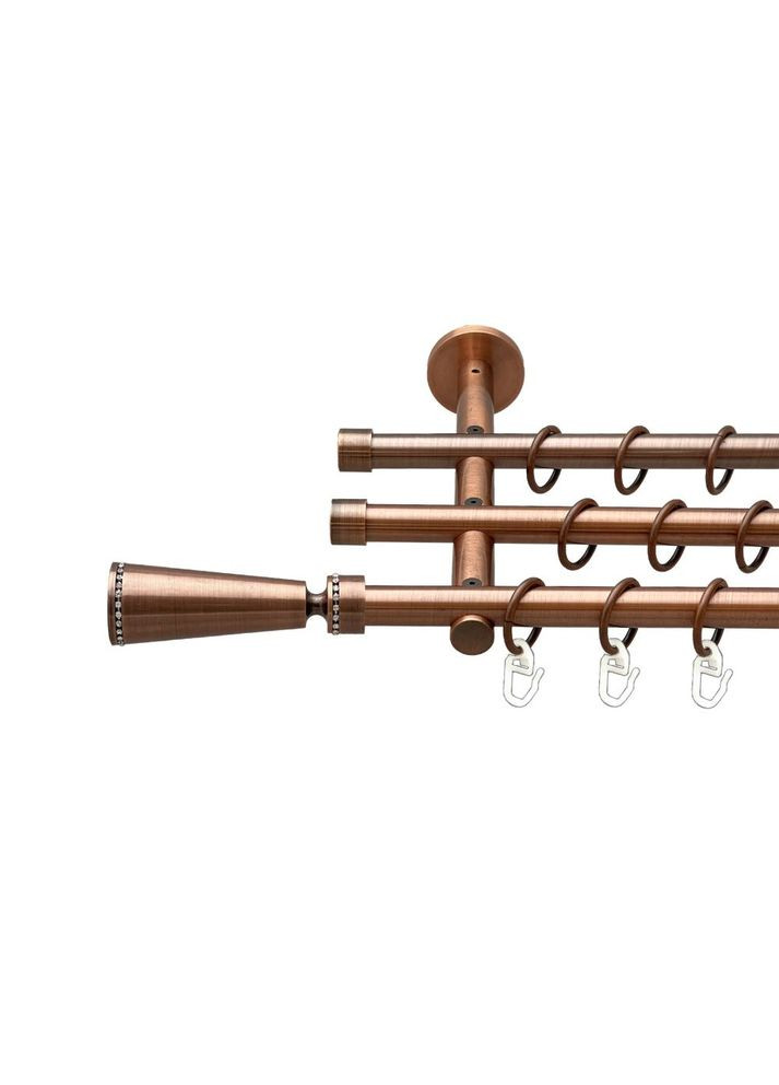 Карниз Меркурия металлический трехрядный цилиндр (20 см) гладкая труба Медь 16\16\16 мм 200 см (00-00020416) ORVIT (300690497)