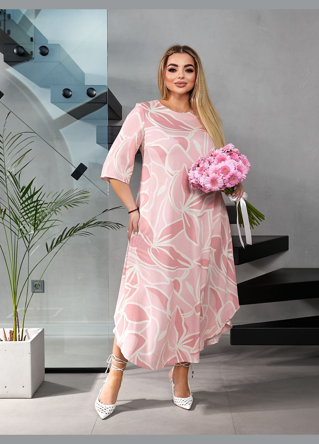 Светло-розовое повседневный, праздничный, вечернее платье Zemal с цветочным принтом