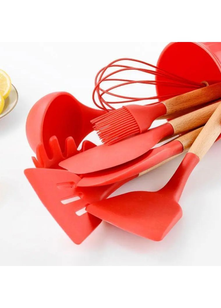 Набор кухонных принадлежностей ZP-053 из 12 предметов силиконовый Красный Zepline (364301892)