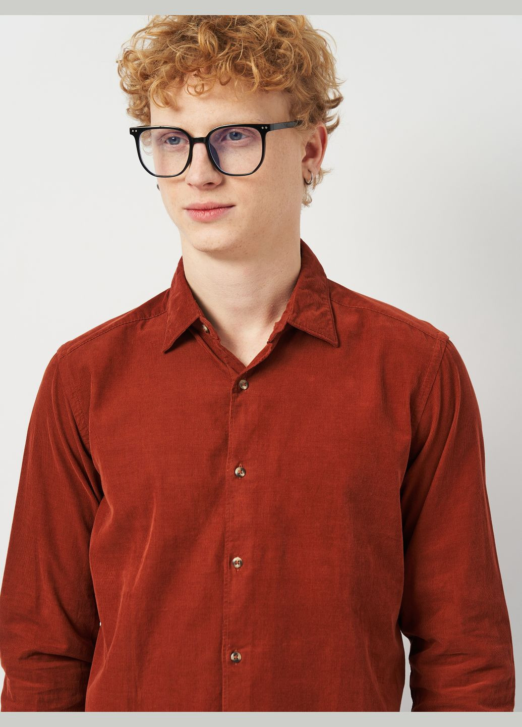 Терракотовая кэжуал рубашка однотонная Massimo Dutti