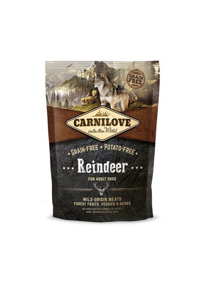 Сухий корм Raindeer для дорослих собак всіх порід, оленина та кабан, 1,5 кг Carnilove (322875095)