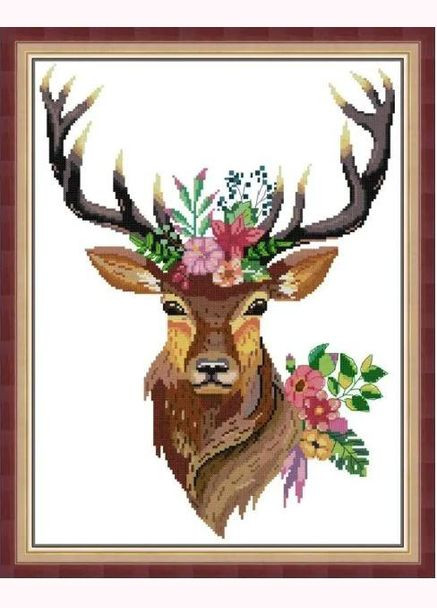 Набор для вышивания по нанесённой на канву схеме "Deer 6". AIDA 14CT printed 35*45 см Joy Sunday (313613399)