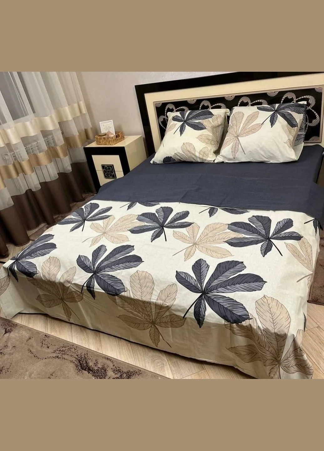 Постільна білизна бавовняна Каштан Двоспальна 180 x 220 Бязь Бежева 50 х 70 No Brand (303616711)