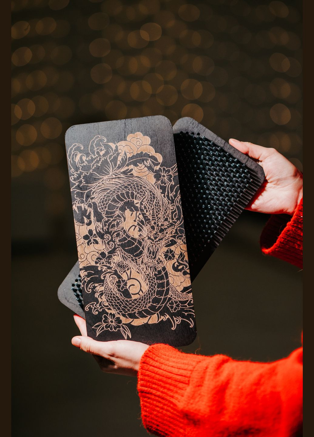 Доска садху с рисунком Дракона шаг гвоздей 10мм, в черном цвете. No Brand (315702890)