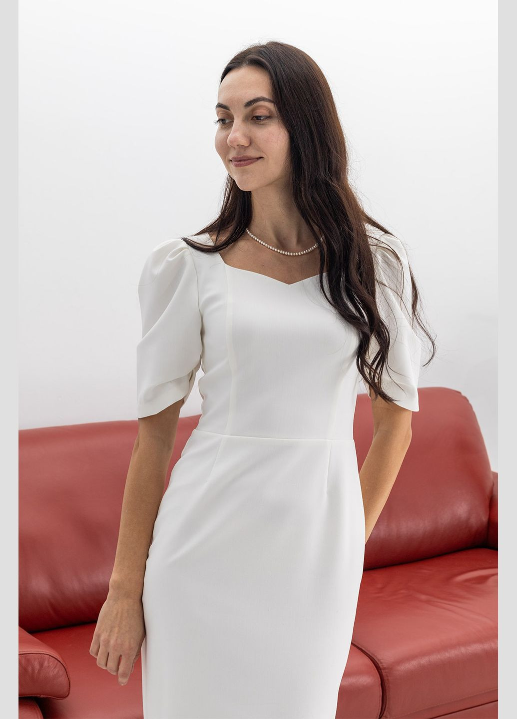 Айворі святковий жіноча сукня “midnight orchid” міді з фігурною горловиною Lana Bryk однотонна