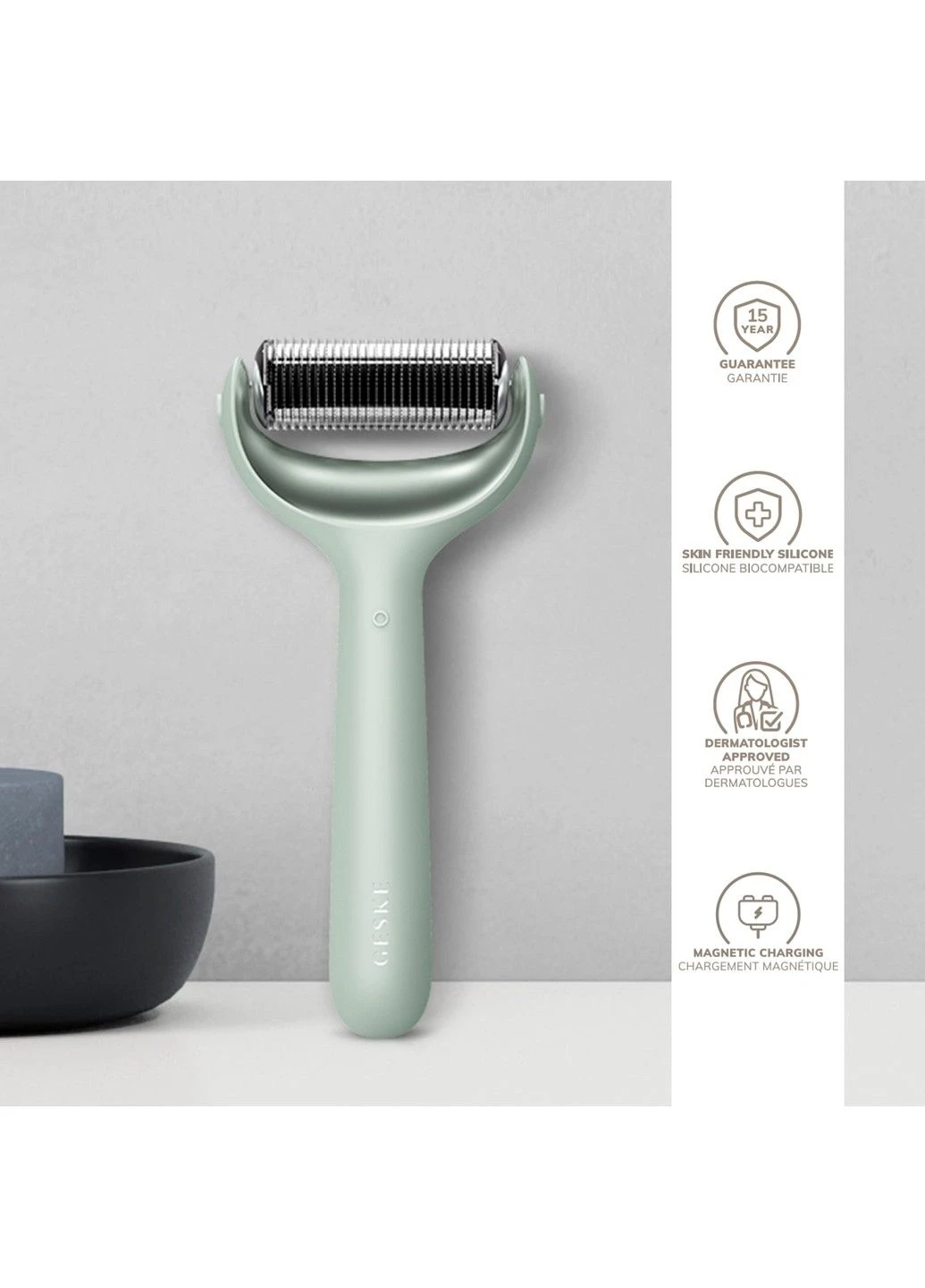 Електронний ролер для обличчя та тіла з мікроголками MicroNeedle Face&Body Roller 8в1 GESKE (311509739)