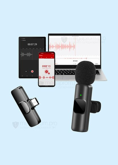 Професійний бездротовий петличний мікрофон Type-C No Brand (348118868)