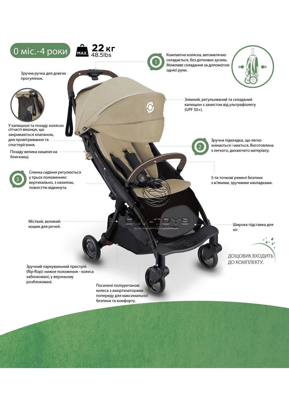 Коляска прогулянкова Stroll.Lite пісочний () Globber 925-304 (316683461)