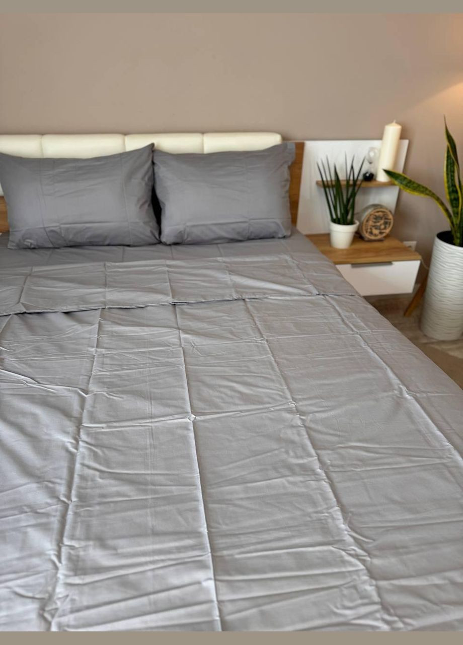 Постільна білизна бавовна сатинова текстура дві наволочки 70х70 см Євро Сірий (П4К-Al-satin-006-03) No Brand (308754990)