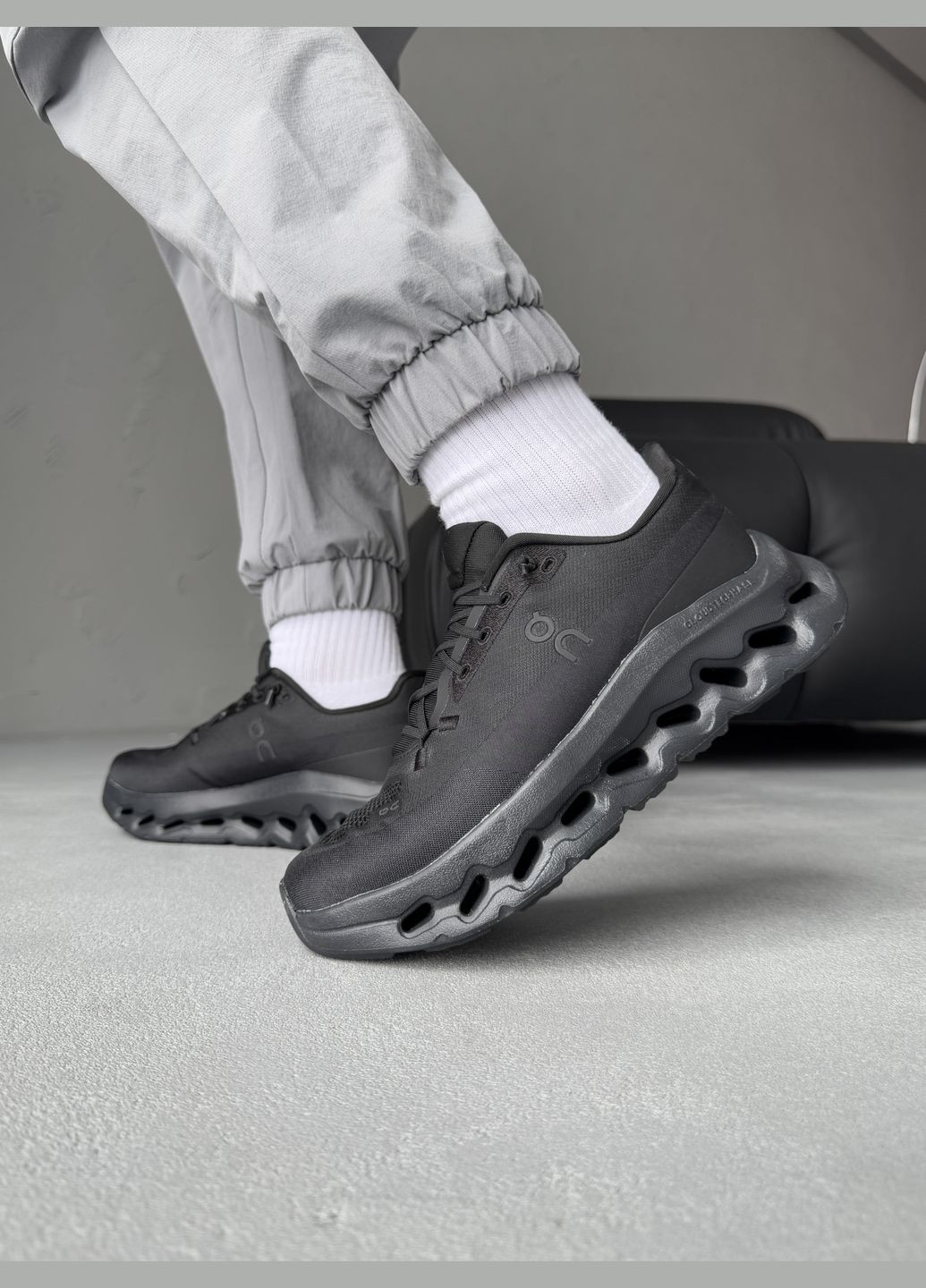 Чорні Осінні кросівки чоловічі loewe x cloudtilt total black | лоеве чорні No Brand