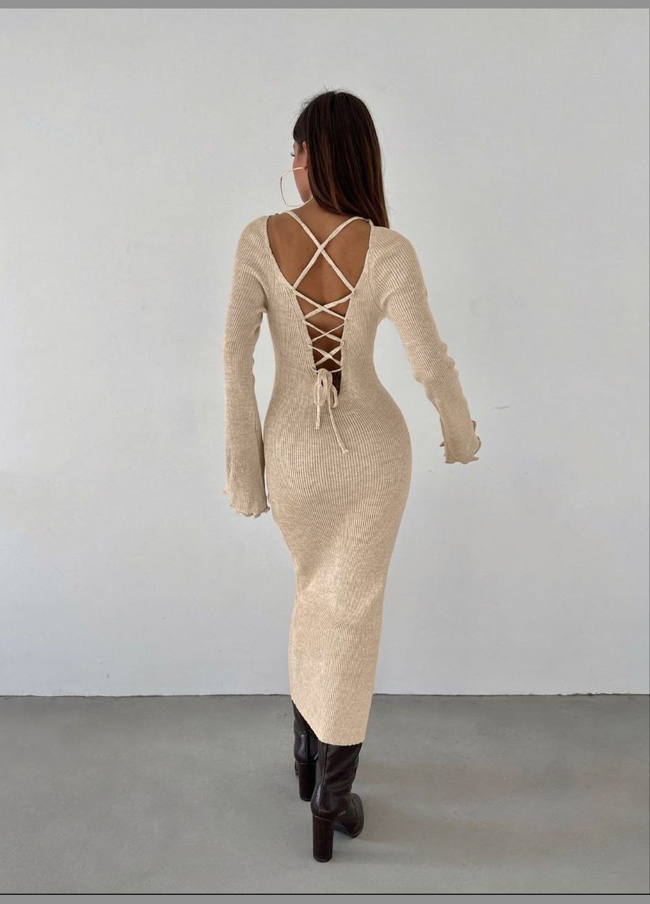Бежева довга сукня-футляр бежевого кольору 33750 Fashion однотонна