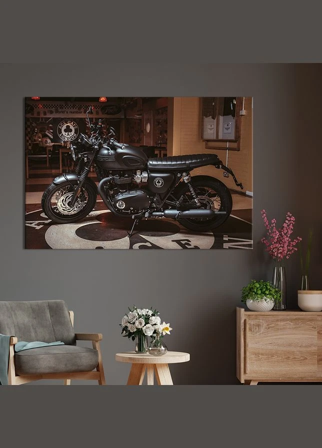 Картина на полотні для інтер'єру у вітальню спальню Мотоцикл Triumph Bonneville 80x54 см (86-1) KilArt (380027730)