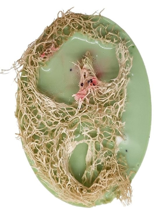 Массажное мыло с люфой и маслом Ши "Арбуз" Massage Soap 85g (1295596-149629) Makemagic (368900513)