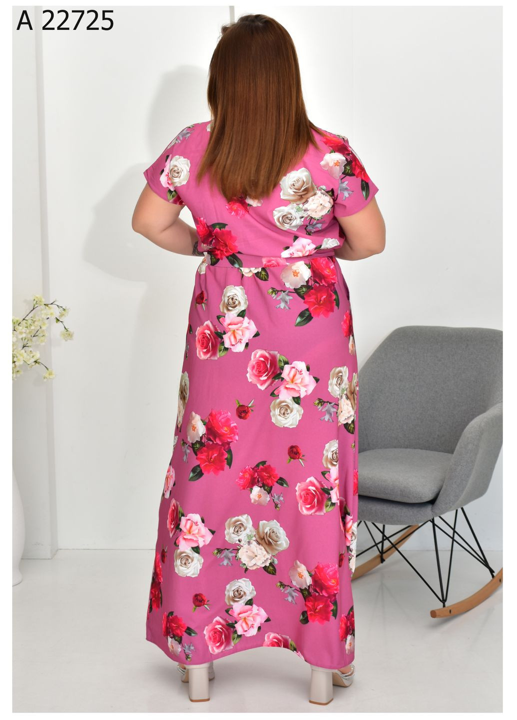 Темно-рожева повсякденний жіноча літня сукня великого розміру SK