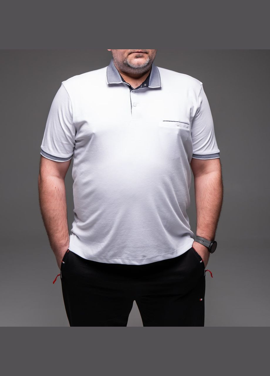 Белая базовая футболка поло в большом размере с коротким рукавом Vakko