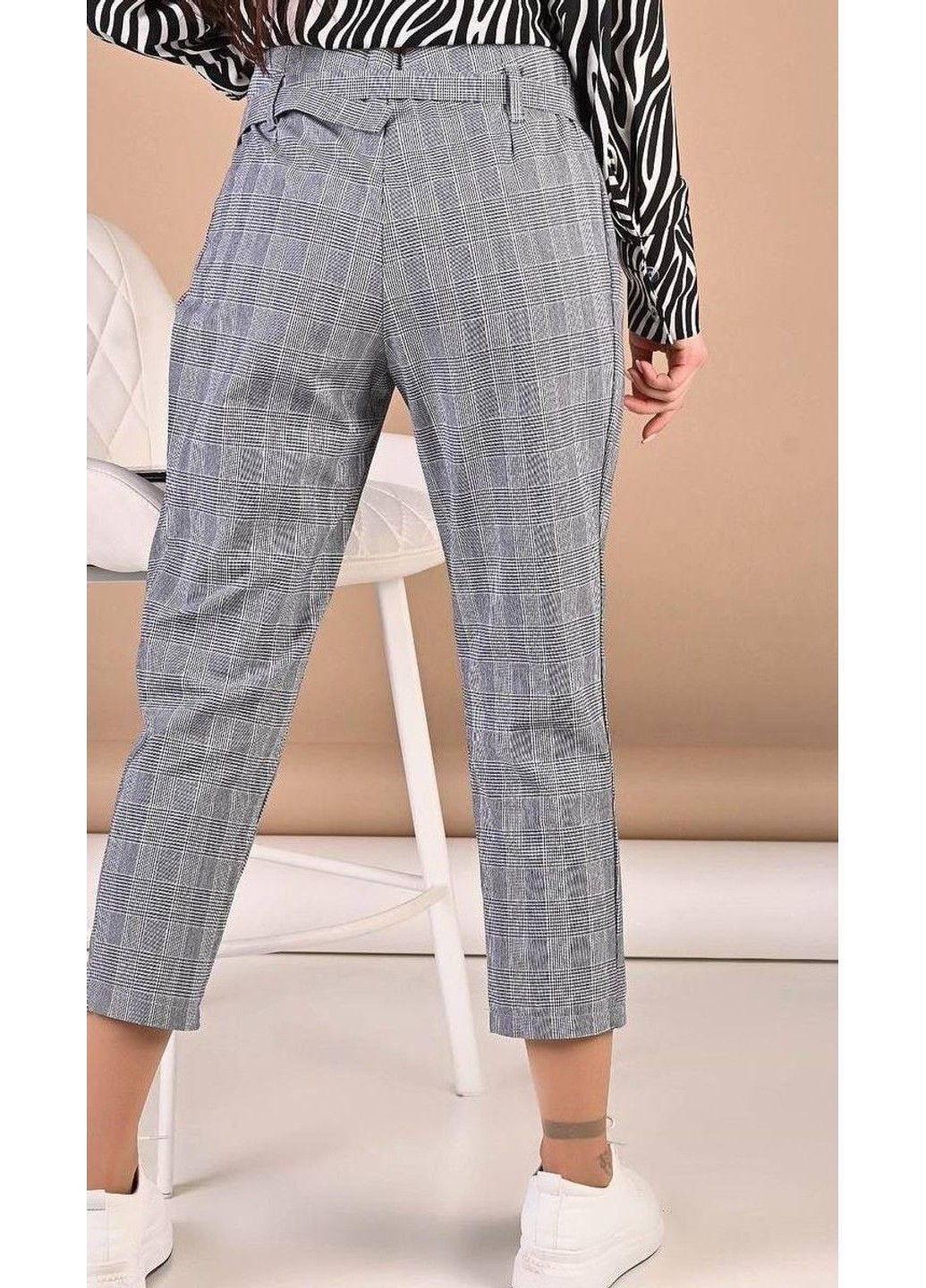 Штани жіночі чорна клітинка сірі Elfberg (305847708)