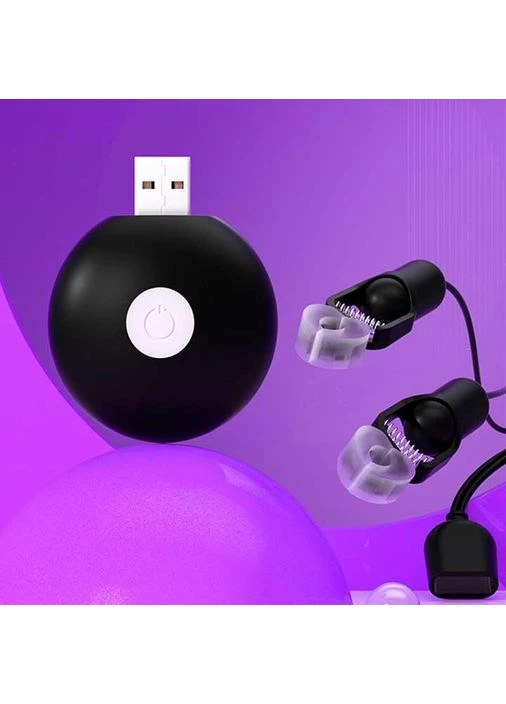 Зажимы сосков с вибрацией "GALAKUin" USB 10 режимов черного цвета для Садо-мазо и ролевых игр China (360603636)