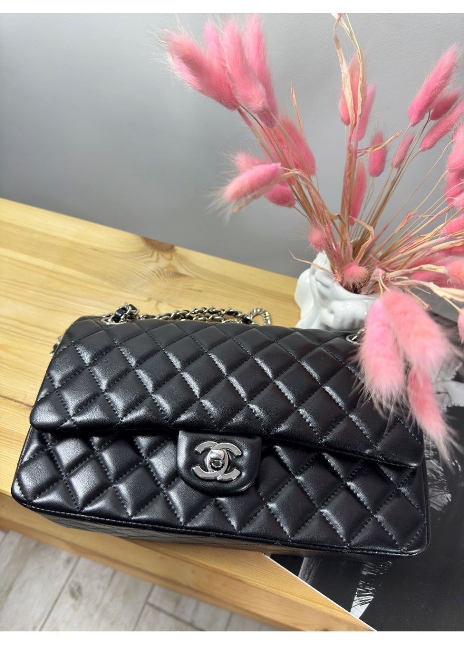 Сумка женская кожаная черная серебро No Brand (372977654)