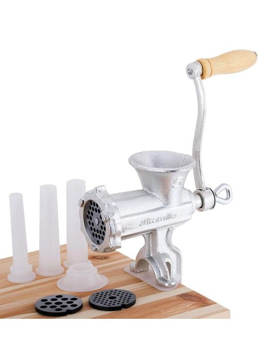 М'ясорубка ручна із чавуну з насадками для ковбас фарширувальник для м'яса та овочів Kamille (368987421)