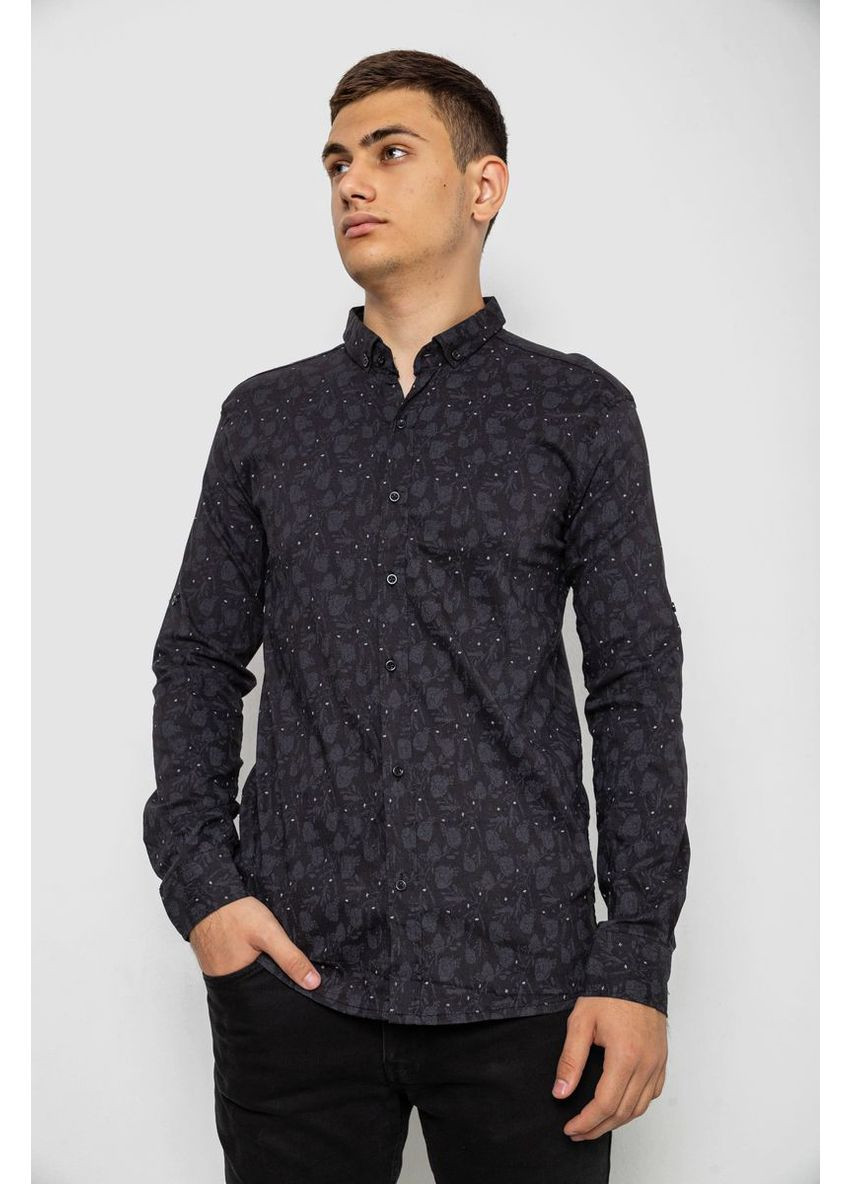Сорочка чоловіча з принтом, колір чорний, 214R814 Ager (350916082)