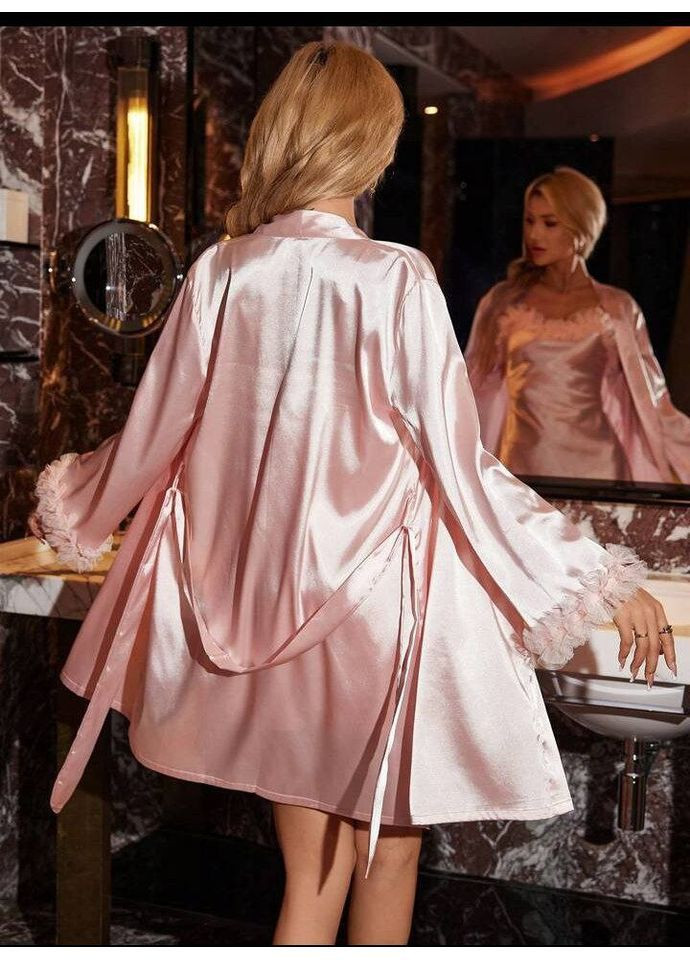 Пудровый демисезонный комплект женский шелковый Style Point