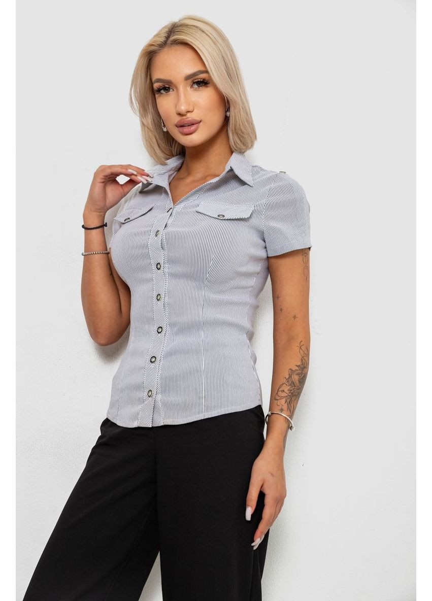 Сорочка класична в смужку, колір світло-сірий, 230R667 Ager (370367932)